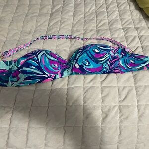 Lilly Pulitzer Pink and Blue Bikini Top Swim